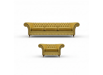 Wunnzëmmer Set Sofa Couch Drësëtz 3+1 Fotell Sofagarnitur Chesterfield