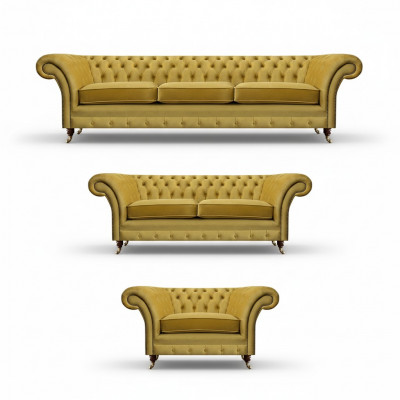 Sofa-Garnitur Luxus Set 3-Teile Polstermöbel Ariichtung Chesterfield Couchen 3+2+1