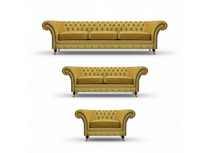 Sofa-Garnitur Luxus Set 3-Teile Polstermöbel Ariichtung Chesterfield Couchen 3+2+1