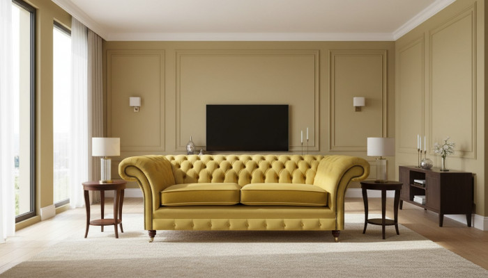 Luxus Sofa Zweisëtzer Stoff Couch Wunnzëmmer Chesterfield Polstermöbel