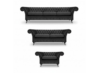 Sofagarnitur Sofaren Couchen Wunnzëmmer Fauteuil Chesterfield Ariichtung 3+2+1