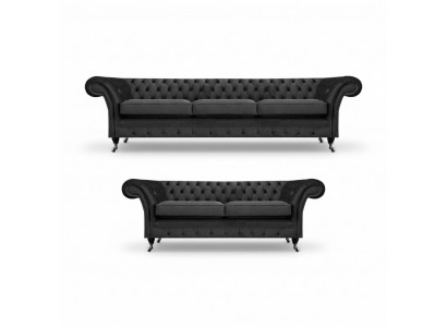 Chesterfield Polstermöbel Wunnzëmmer Sofa Set 2 Stécker Miwwelen Komplett 3+2
