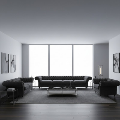 Komplett Set Chesterfield Sofa Astellung Sofagarnitur Sessel Wunnzëmmer 4+2+1