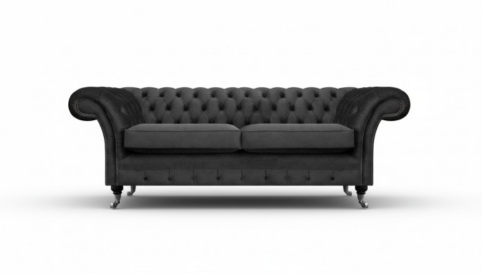 Luxus Schwaarz Sofa Zweesëtzer Textil Couche Wunnzëimmer Ariichtung Chesterfield