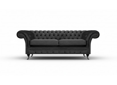 Luxus Schwaarz Sofa Zweesëtzer Textil Couche Wunnzëimmer Ariichtung Chesterfield