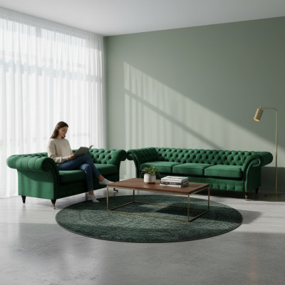 2-teillegt Sofa-Set Chesterfield Sofae Wunnzëmmer Sofaen 3+2 Polstermiwwele