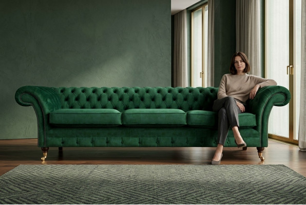 Polstermöbel Luxus Canapé Drësëtz Couch Chesterfield Wunnzëmmer Textil