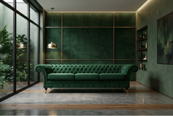 Polstermöbel Luxus Canapé Drësëtz Couch Chesterfield Wunnzëmmer Textil