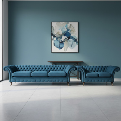 Sofagarnitur Chesterfield Stoffsofa Sofas Couch Polster Fotell Stotzenzëmmer