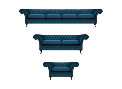 Designer Canapé Set Chesterfield Wunnzëmmer Canapéensemble Couch Polstermiwel 4+2+1