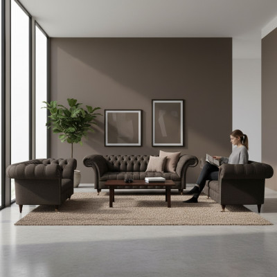 Luxus Komplett Designer Miwwel Set Polstermöbel 3-teiles Set Sofa Canapé