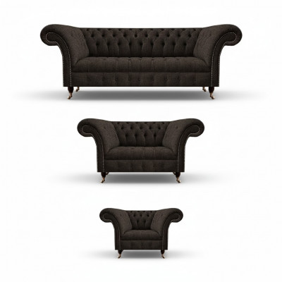 Luxus Komplett Designer Miwwel Set Polstermöbel 3-teiles Set Sofa Canapé