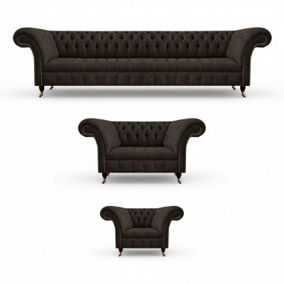 Komplett Wunnzëmmer Set 3tlg Sofas Garnitur Designer Luxus Polsterméiwele