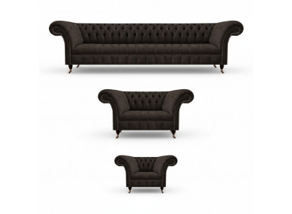 Komplett Wunnzëmmer Set 3tlg Sofas Garnitur Designer Luxus Polsterméiwele
