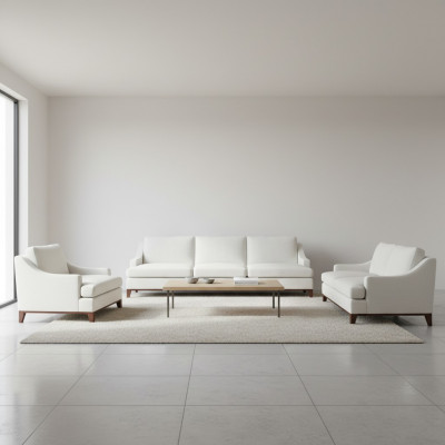 Luxus wäiss Sofa-Set Wunnzëmmer Fotell Ariichtung komplett Ariichtung