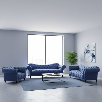 Designer Canapé-Set Modern Komplett Ariichtung Luxus Canapéen Chesterfield