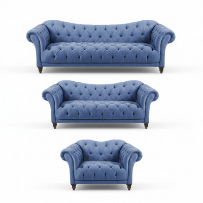 Designer Canapé-Set Modern Komplett Ariichtung Luxus Canapéen Chesterfield