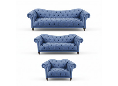 Designer Canapé-Set Modern Komplett Ariichtung Luxus Canapéen Chesterfield