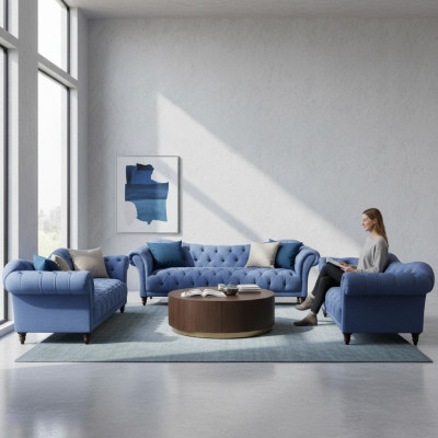 Chesterfield Sofas Canapé Luxus Wunnzëmmer Sofagarnitur Polstersaachen Nei