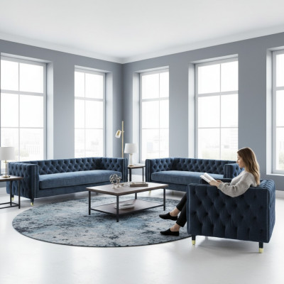 Chestefield Gro Wohnzimmer Komplett 4+2+1 Gillenan Set 3tlg Polsterschmöbel