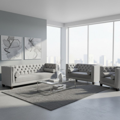 Luxus Wunnzëmmer Modern Sofa Set 2x Sofas Neien Fauteuil Garnituren
