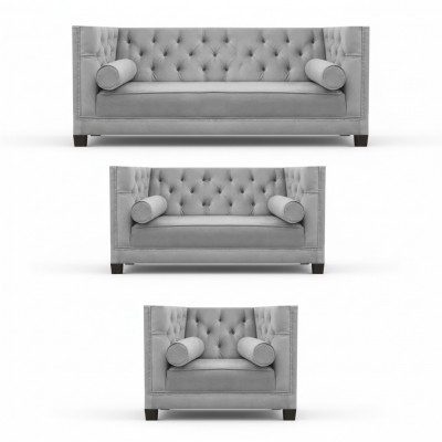 Wunnzëmmer Garnitur Luxus Textil Sofagarnitur 3-tëilech Modern Designer 4+2+1