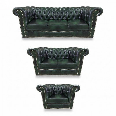 Canapé-Set 3 Deeler Wunnzëmmer 3+2+1 Moderne Design Sëtz Chesterfield