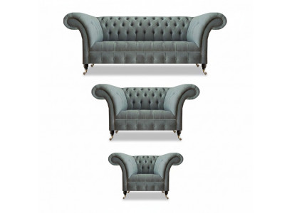 Chesterfield Gro Luxus Sofagarnitur 3tlg Wunnzëmmer Modern Ariichtung
