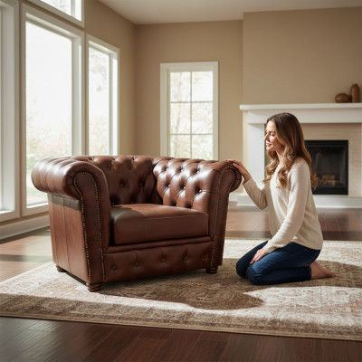 Wunnzëmmer Fauteuil Nei Canapé Ariichtung Luxus Designer Lieder Miwwelen Chesterfield