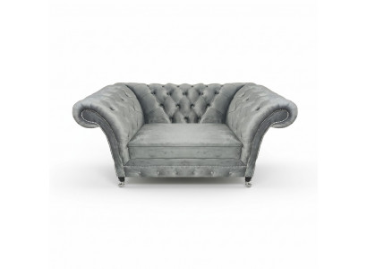 Wunnzëmmer Designer Fauteuil Gro Chesterfield Stoffsessel Luxus Polstermébel