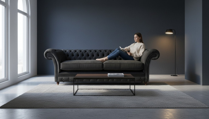 Polstermöbel Schwaarz Polstersofa Designer Sofa Zweisëtzer Canapé Nei Chesterfield