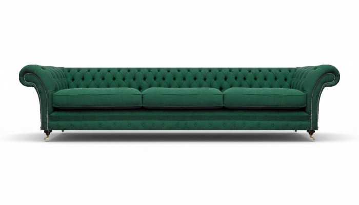 Wunnzëmmer Sofa Drësëtzer Couch Textil Stoff Ariichtung Luxus Chesterfield
