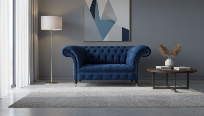 Wunnzëmmer Canapé Zweesëtzer Couch Designer Polsterméibel Chesterfield