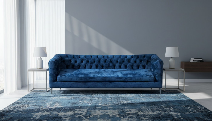 Moderne Polstermébel Sofa Dräisitze Couch Ariichtung Chesterfield Textil Stoff.