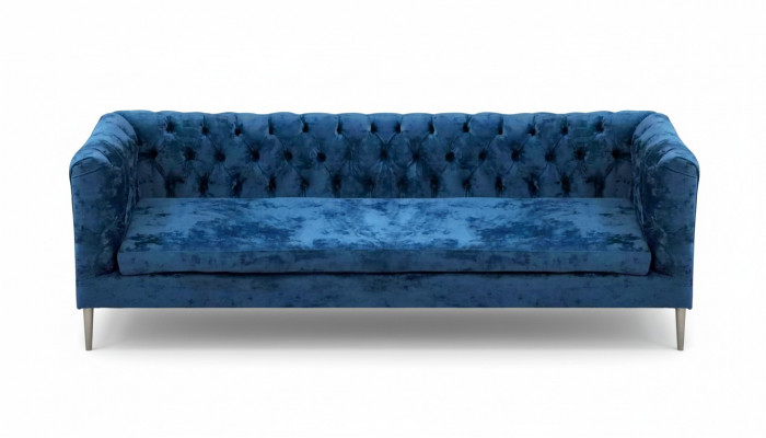 Moderne Polstermébel Sofa Dräisitze Couch Ariichtung Chesterfield Textil Stoff.