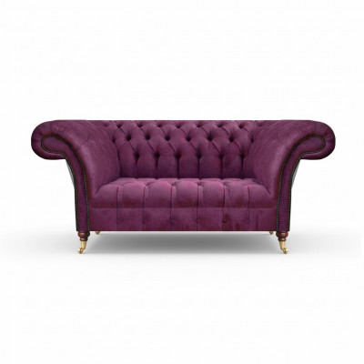 Lila Sofa Zweisitzer Canapé Stuffzëmmer Ariichtung Polstermöbel Chesterfield