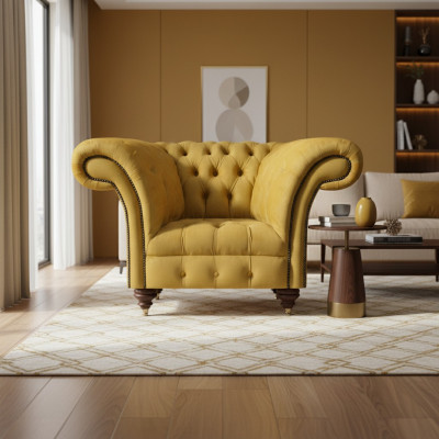 Chesterfield Modern Sessel Luxus Design Wohnzimmer Miwwelen Textil Neit