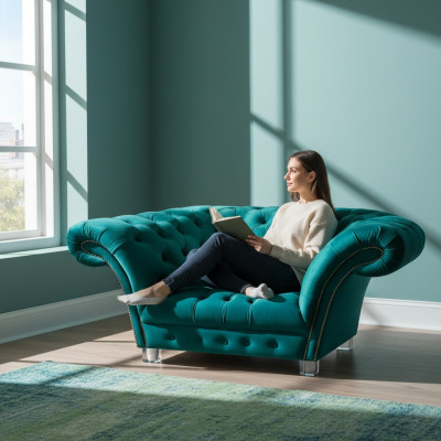 Wunnzëmmer Textil Fauteuil Nei Sëtz Chesterfield Sëtzmoebel Designer Polster Miwwelen