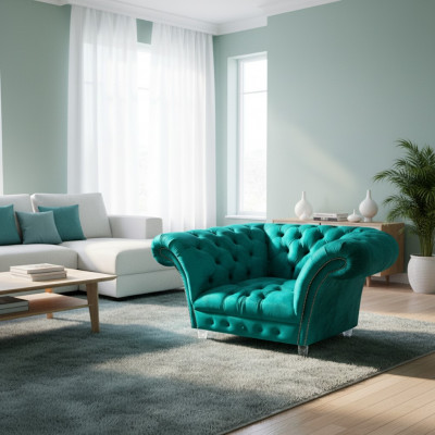 Wunnzëmmer Textil Fauteuil Nei Sëtz Chesterfield Sëtzmoebel Designer Polster Miwwelen