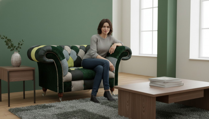 Textil Stoff Sessell Modern Ariichtung Sëtzmiwwel Polstersessell Chesterfield