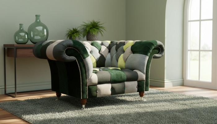 Textil Stoff Sessell Modern Ariichtung Sëtzmiwwel Polstersessell Chesterfield