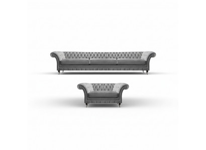 Garnitur Gro Mëbelen Sofagarnitur Sofa Dräisiichter Luxus Fautuell Chesterfield