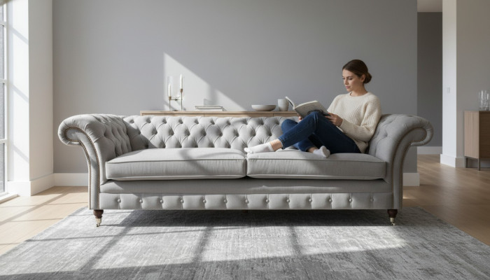 Luxus Sofa Canapé Zwee-Sëtzer Wunnzëmmer Chesterfield Designer Polster Gro