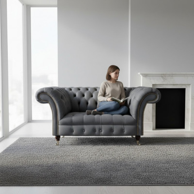 Wunnzëmmer Grege Chesterfield 2-Sëtzer Designer Polstermébel Zweisëtzer