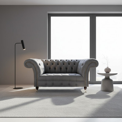 Wunnzëmmer Grege Chesterfield 2-Sëtzer Designer Polstermébel Zweisëtzer