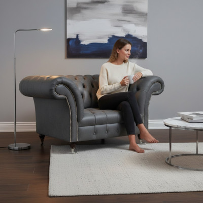 Chesterfield Modernen Griichen Fauteuil Designer Wunnzëmmer Edle Leesessel