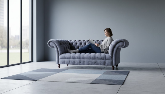 Chesterfield Modern Wunnzëmmer Textilcouch Designer Stoffsofa Miwwelen