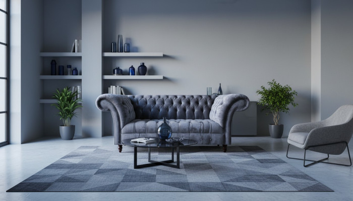 Chesterfield Modern Wunnzëmmer Textilcouch Designer Stoffsofa Miwwelen