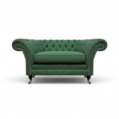 Elegant Chesterfield Grénge Fauteuil Wunnzëmmer Stoff Eedle Sëtz.