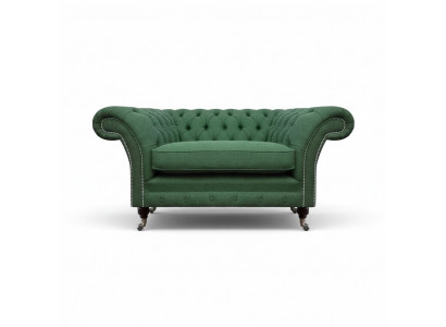 Elegant Chesterfield Grénge Fauteuil Wunnzëmmer Stoff Eedle Sëtz.